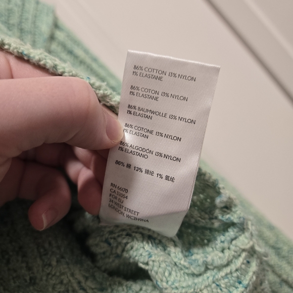 Free People On Your Side Cable Knit Cropped Boxy Pullover Green Sweater - Size M - Picture 5 of 6